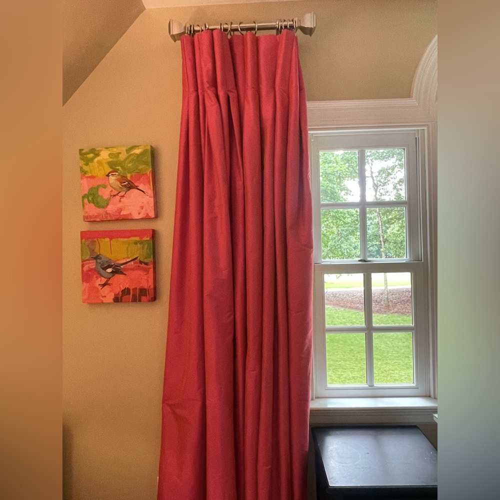 Pink silk drapery panels